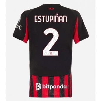 Billige Fotballdrakt AC Milan Pervis Estupinan #2 Replika Hjemmedrakt Dame 2025-26 Kortermet